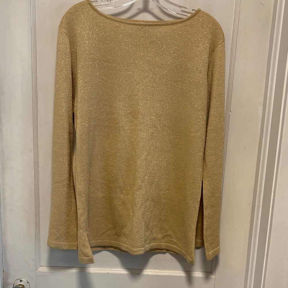 Vintage BillBlass Jeans Sparkle Gold Long Sleeve Sweater Top Large